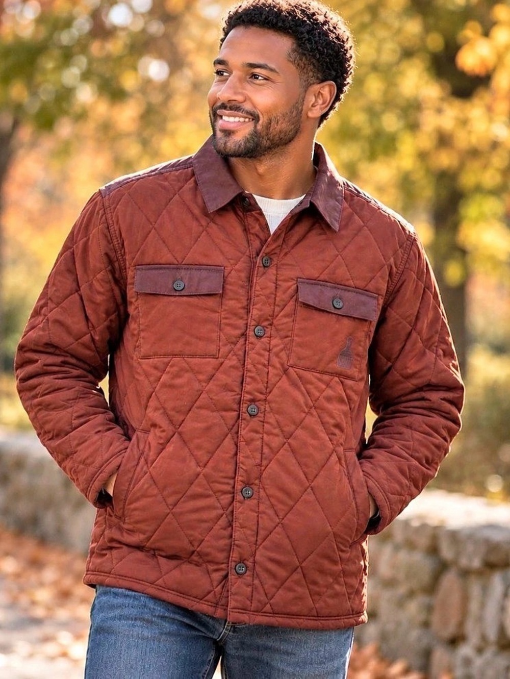 Black History Month Mens XL Quilted Jacket Brown Button Front Target NWT
